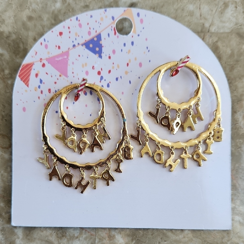 Gold Birthday Hoop Earrings